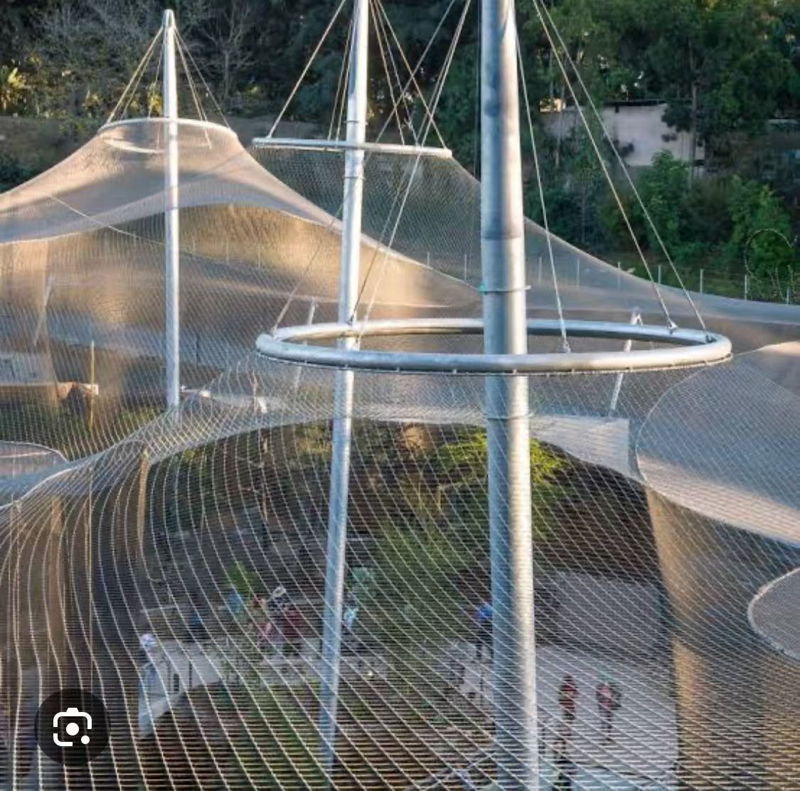 Completed outdoor engineering project installed with stainless steel rope mesh