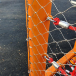 Red Coated Stainless Steel Suspended Rope Bridge Playground Project