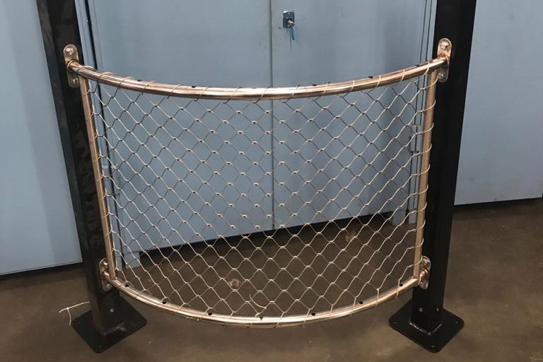Complete curved ferrule mesh balustrade panel indoor sample display