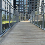 Elevated Timber Walkway Ferrule Stainless Cable Mesh Balustrade Urban Landscape Project