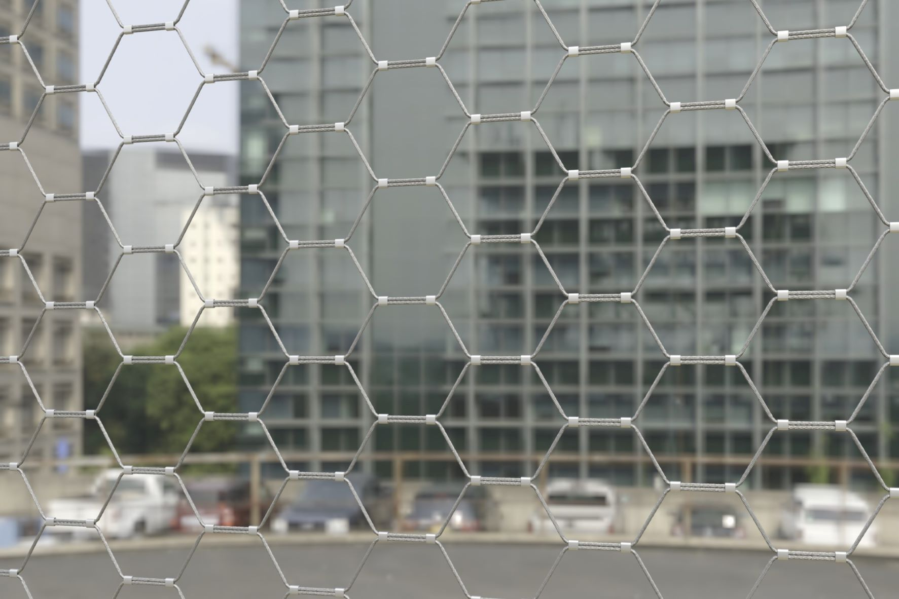 Original hexagonal rope mesh for modern building facade balustrade project